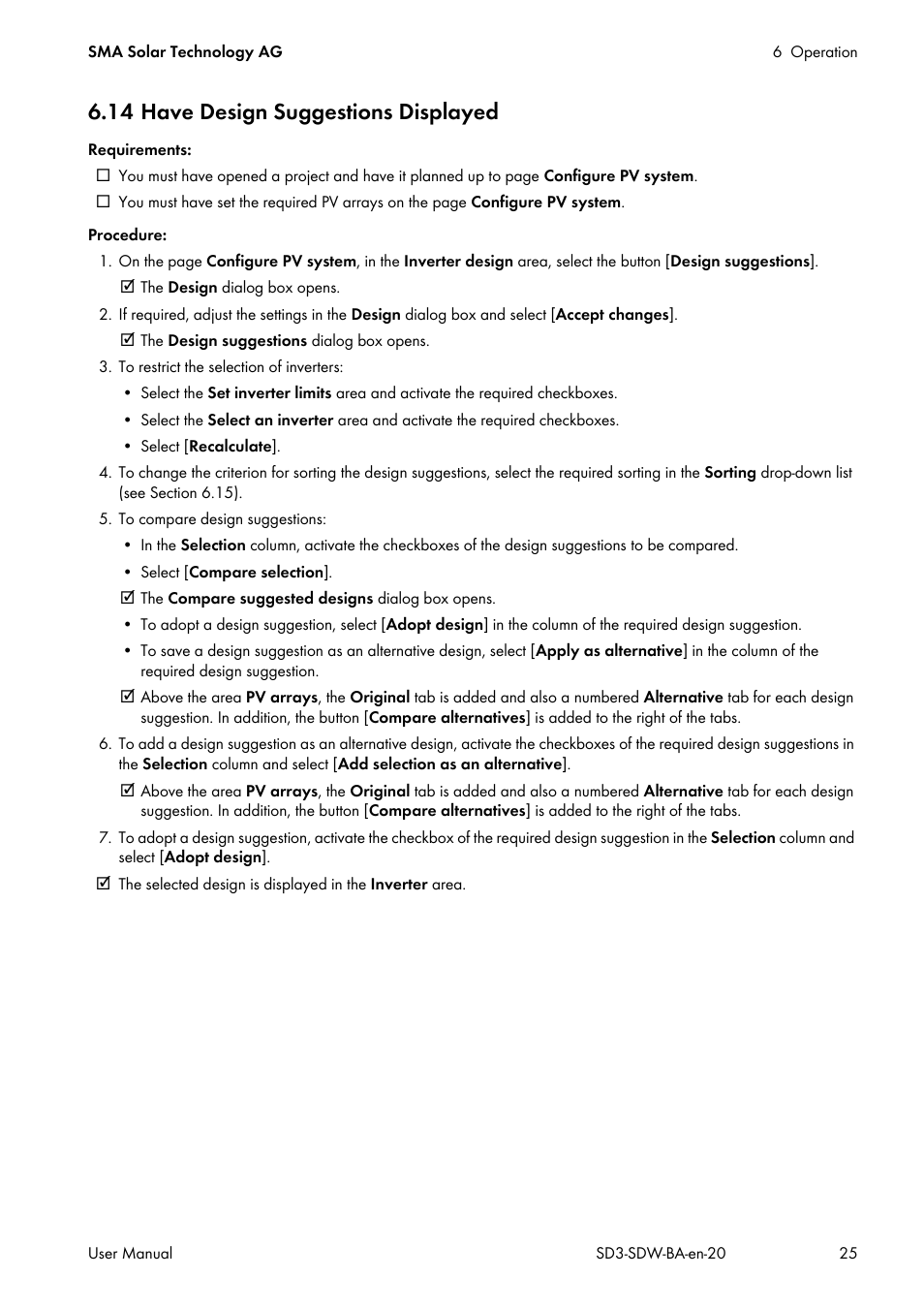 14 have design suggestions displayed | SMA SUNNY DESIGN 3 User Manual | Page 25 / 37