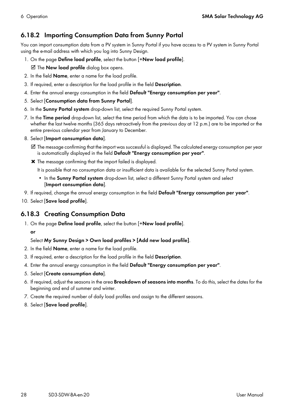 2 importing consumption data from sunny portal, 3 creating consumption data | SMA SUNNY DESIGN 3 User Manual | Page 28 / 37