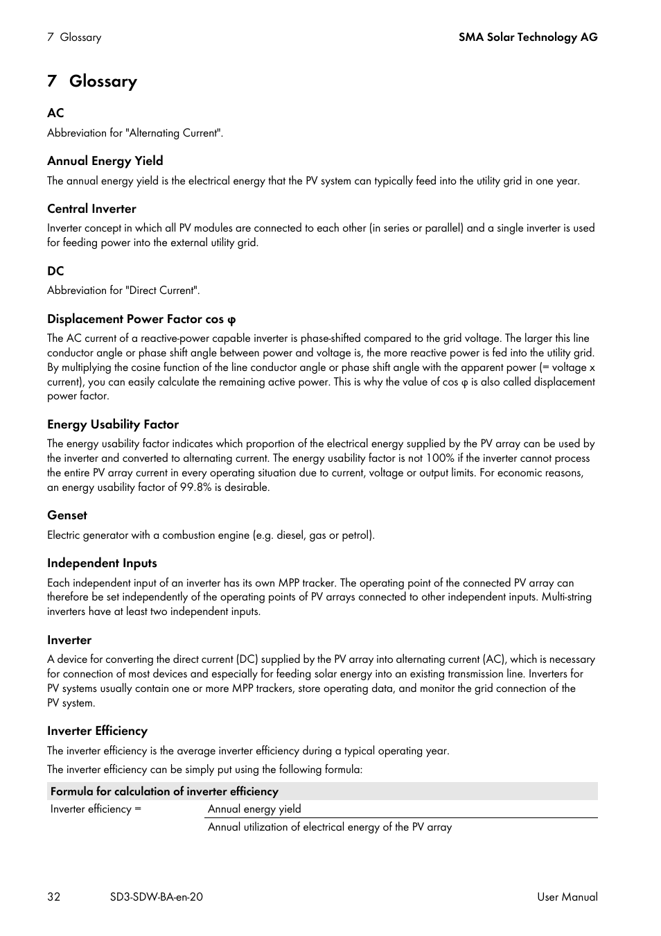 7 glossary | SMA SUNNY DESIGN 3 User Manual | Page 32 / 37