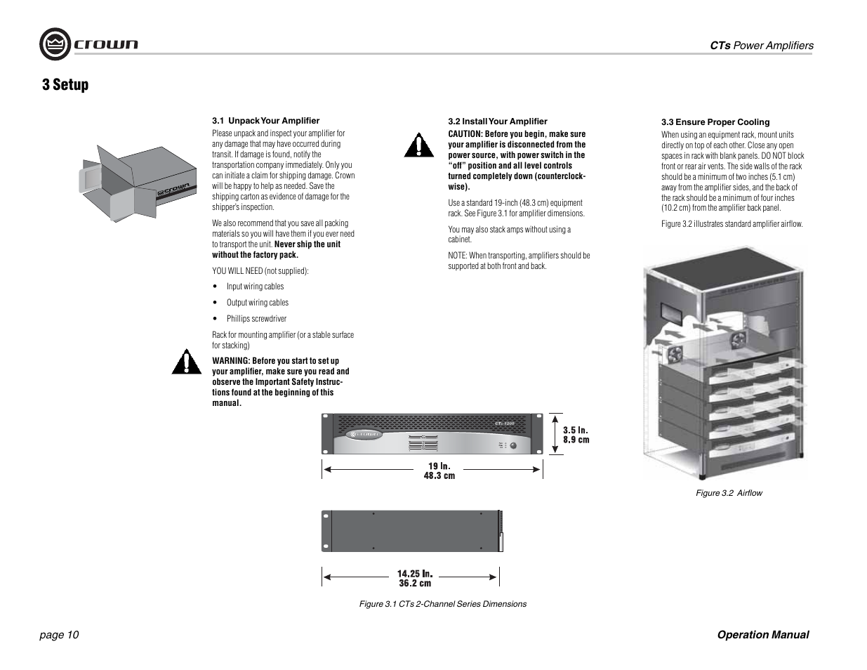 3 setup | Crown Audio CTs 1200 User Manual | Page 10 / 60