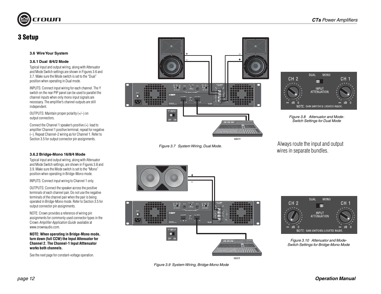 3 setup | Crown Audio CTs 1200 User Manual | Page 12 / 60