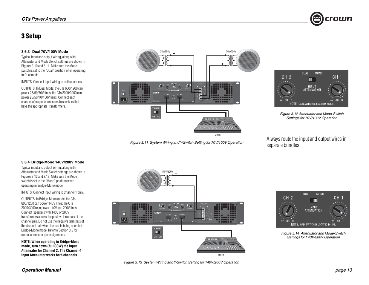3 setup | Crown Audio CTs 1200 User Manual | Page 13 / 60