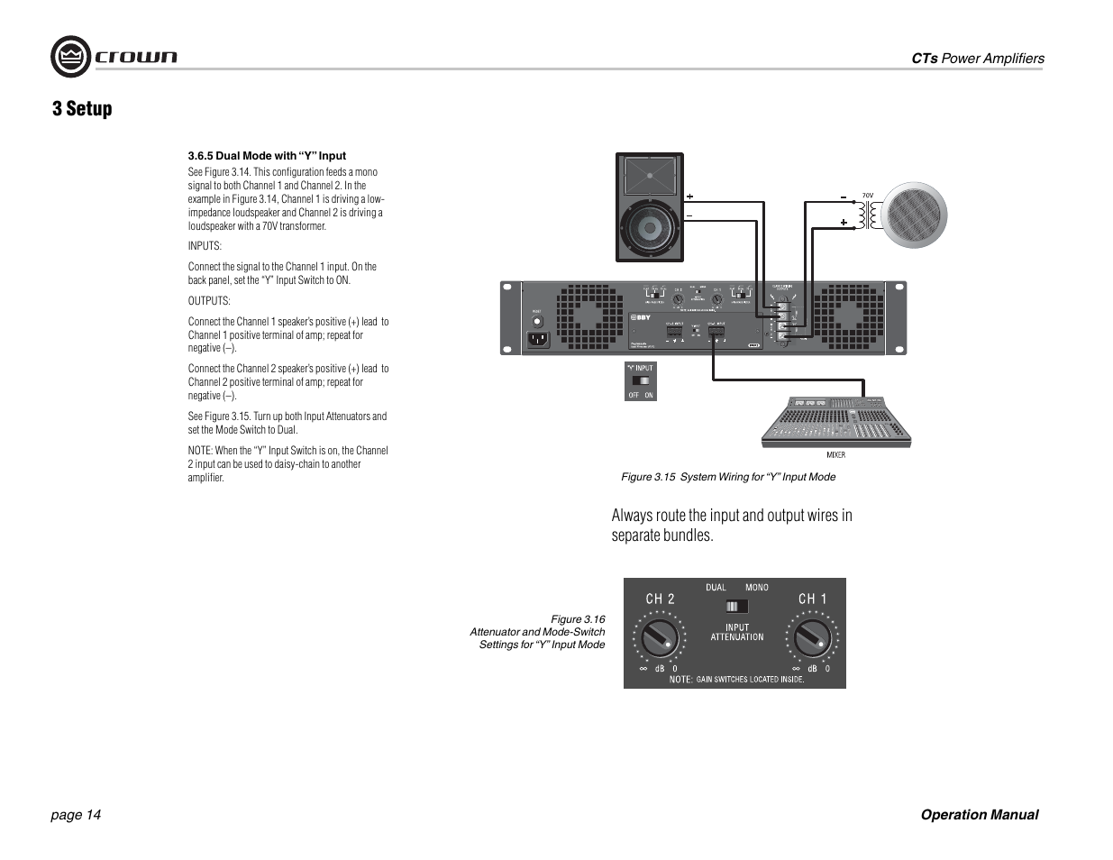 3 setup | Crown Audio CTs 1200 User Manual | Page 14 / 60