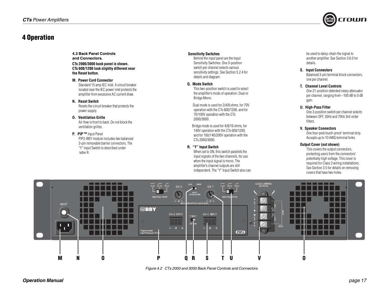 4 operation | Crown Audio CTs 1200 User Manual | Page 17 / 60