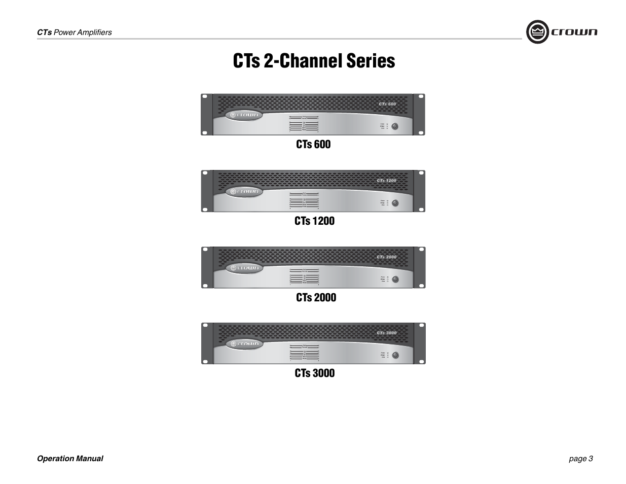 Cts 2-channel series | Crown Audio CTs 1200 User Manual | Page 3 / 60