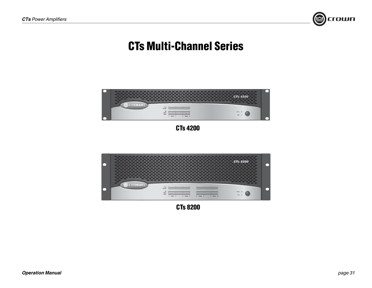 Cts multi-channel series | Crown Audio CTs 1200 User Manual | Page 31 / 60