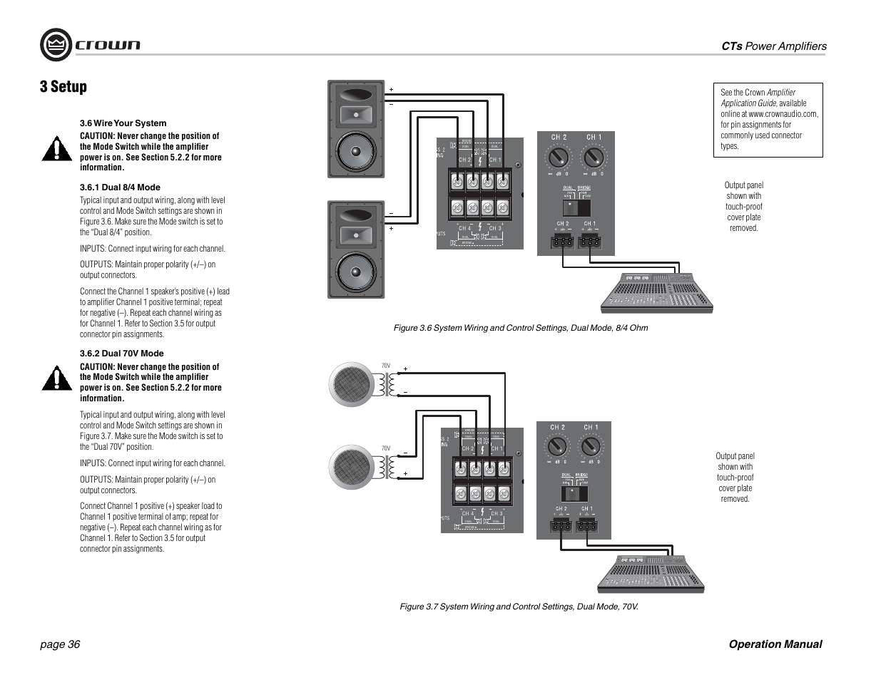 3 setup, Operation manual cts power amplifi ers page 36 | Crown Audio CTs 1200 User Manual | Page 36 / 60