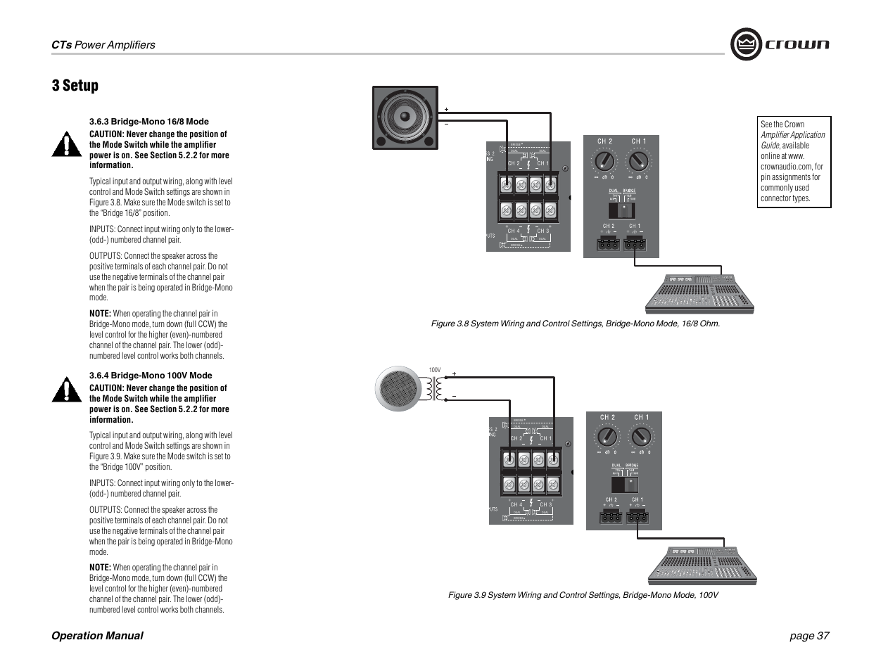 3 setup, Page 37 cts power amplifi ers operation manual | Crown Audio CTs 1200 User Manual | Page 37 / 60