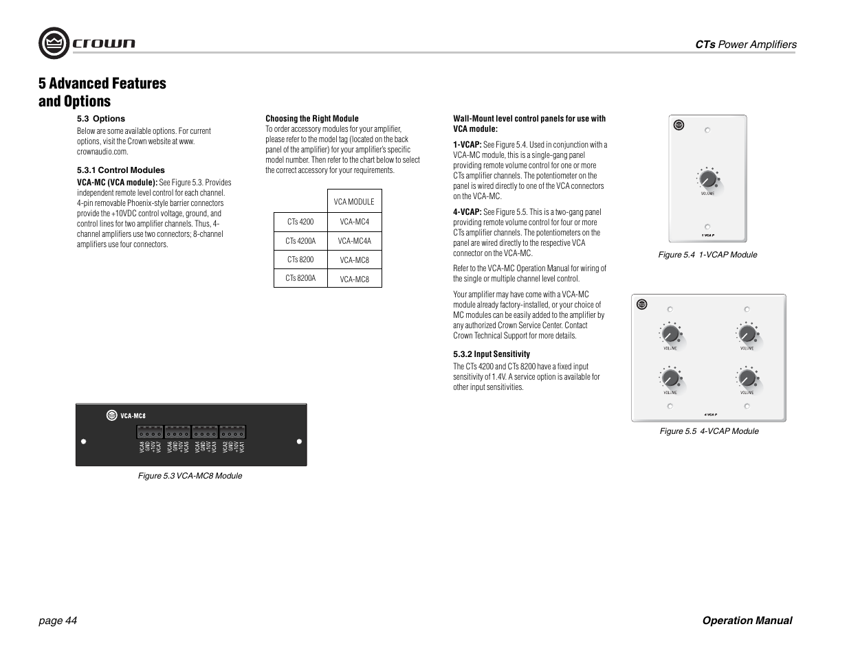 5 advanced features and options | Crown Audio CTs 1200 User Manual | Page 44 / 60