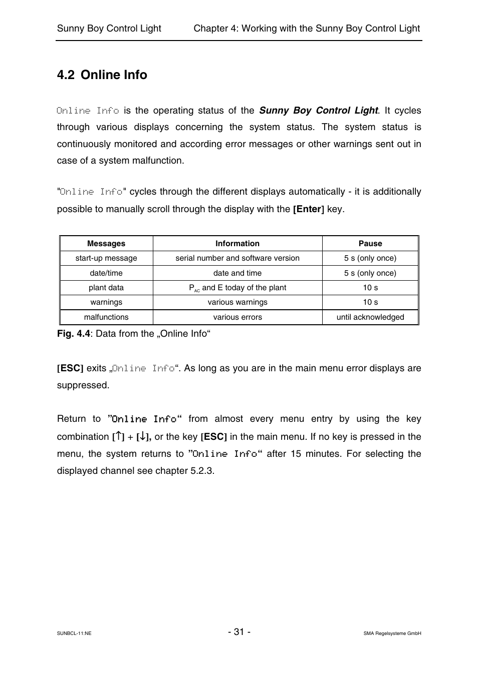 Online info, 2 online info | SMA Sunny Boy Control Light User Manual | Page 31 / 96