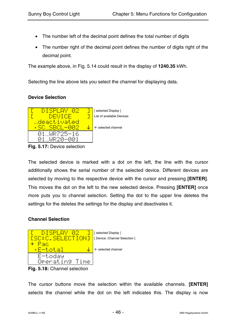 Display 02, Device, Deactivated | Sc sbcl-002, Sc:c.selection, E-total, E-today, Operating time | SMA Sunny Boy Control Light User Manual | Page 46 / 96