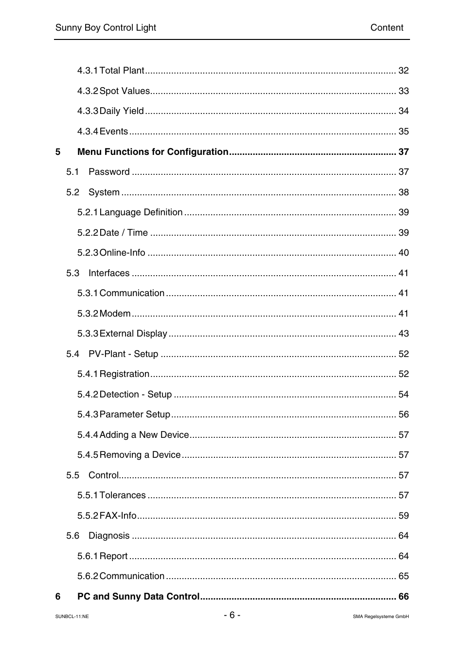 SMA Sunny Boy Control Light User Manual | Page 6 / 96