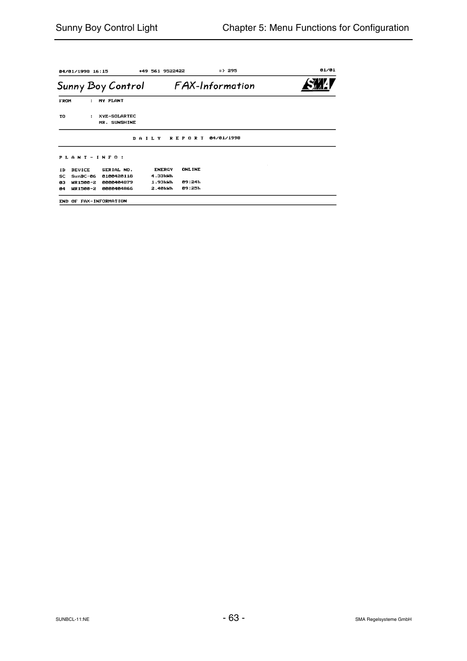 SMA Sunny Boy Control Light User Manual | Page 63 / 96