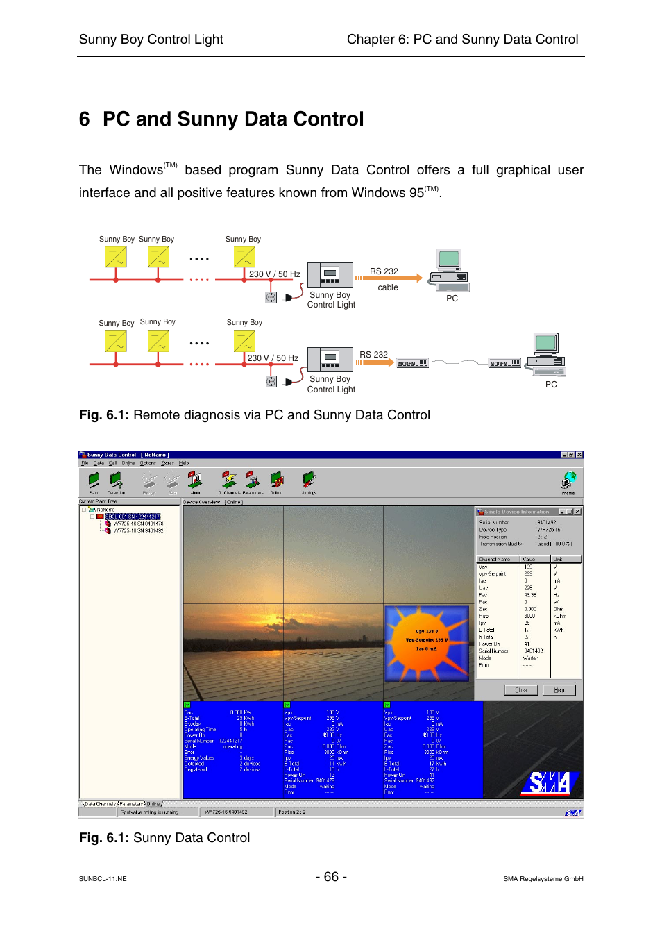 Pc and sunny data control, 6 pc and sunny data control, The windows | SMA Sunny Boy Control Light User Manual | Page 66 / 96