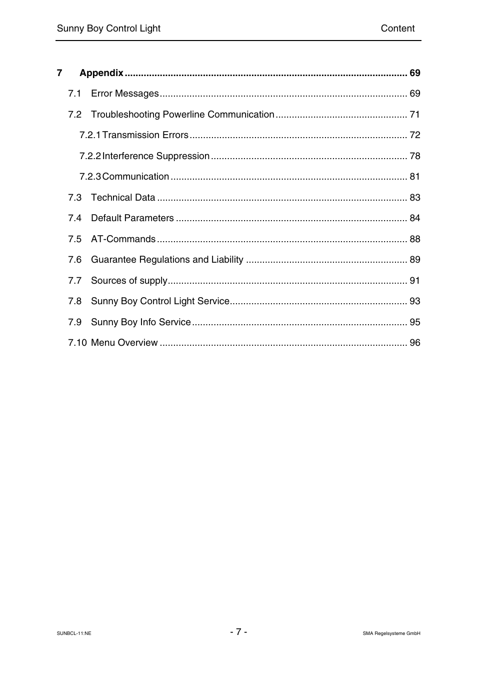 SMA Sunny Boy Control Light User Manual | Page 7 / 96