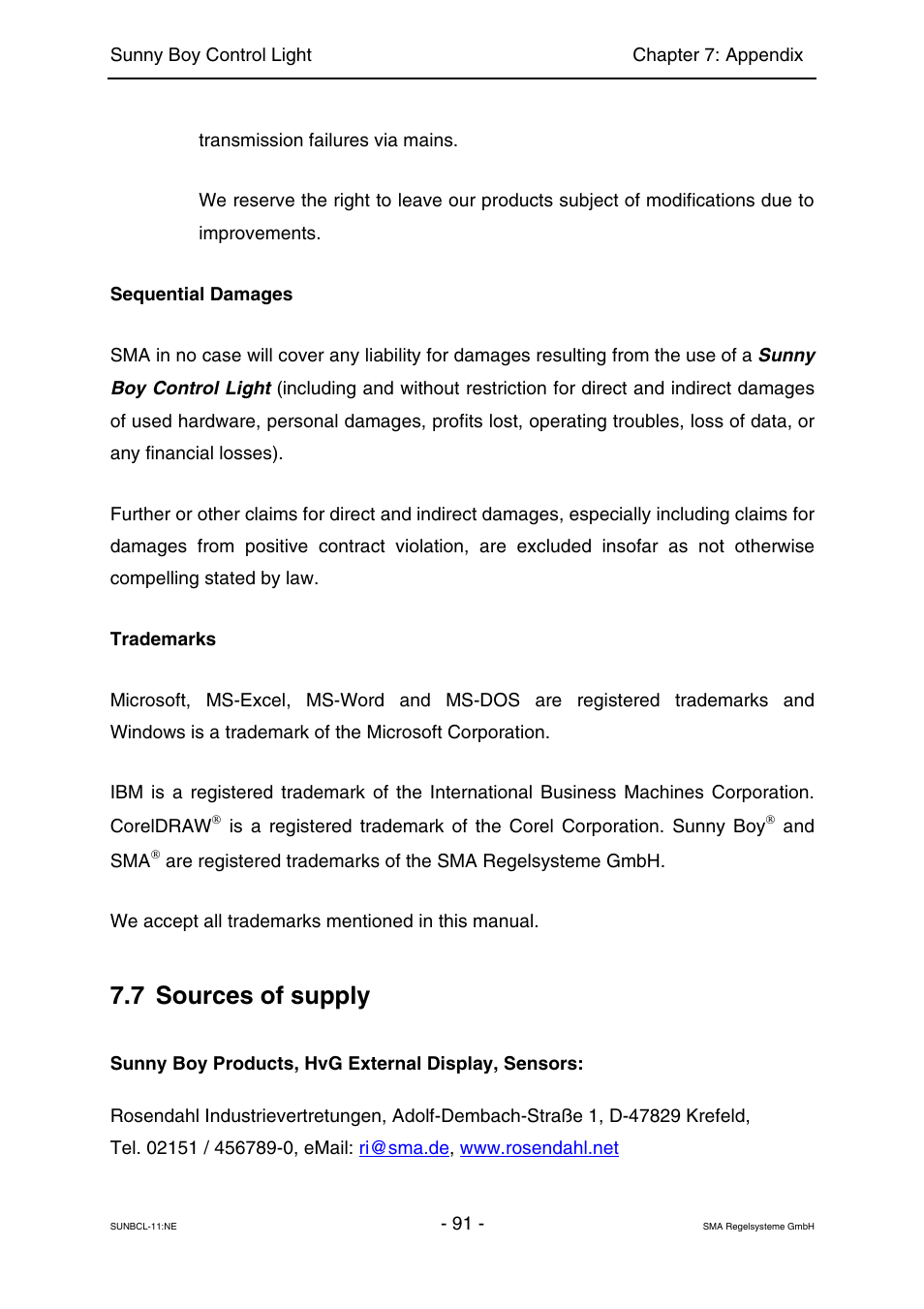 7 sources of supply | SMA Sunny Boy Control Light User Manual | Page 91 / 96