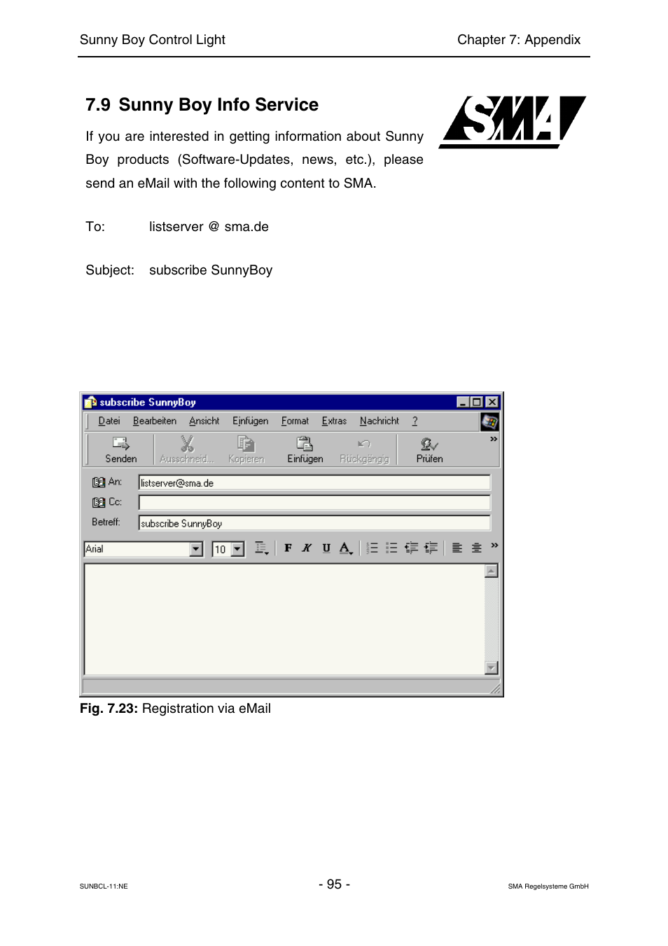 Sunny boy info service, 9 sunny boy info service | SMA Sunny Boy Control Light User Manual | Page 95 / 96
