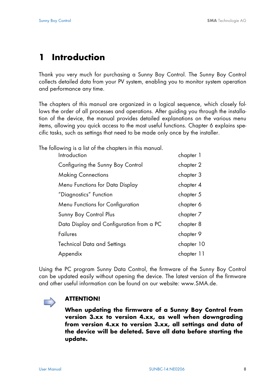 Introduction, 1 introduction | SMA Sunny Boy Control User Manual | Page 12 / 169