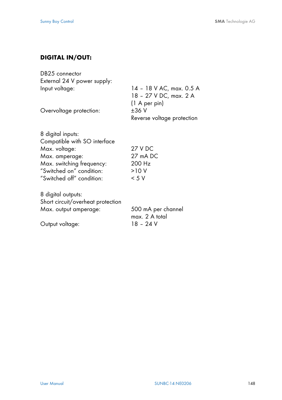 SMA Sunny Boy Control User Manual | Page 152 / 169