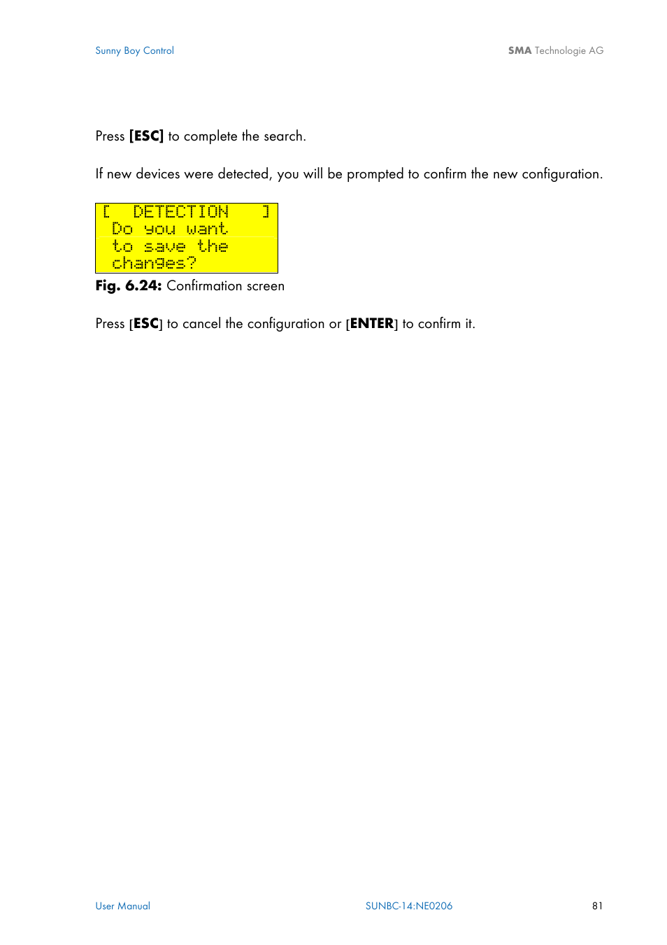 Parameter, Detection, Do you want | Changes | SMA Sunny Boy Control User Manual | Page 85 / 169