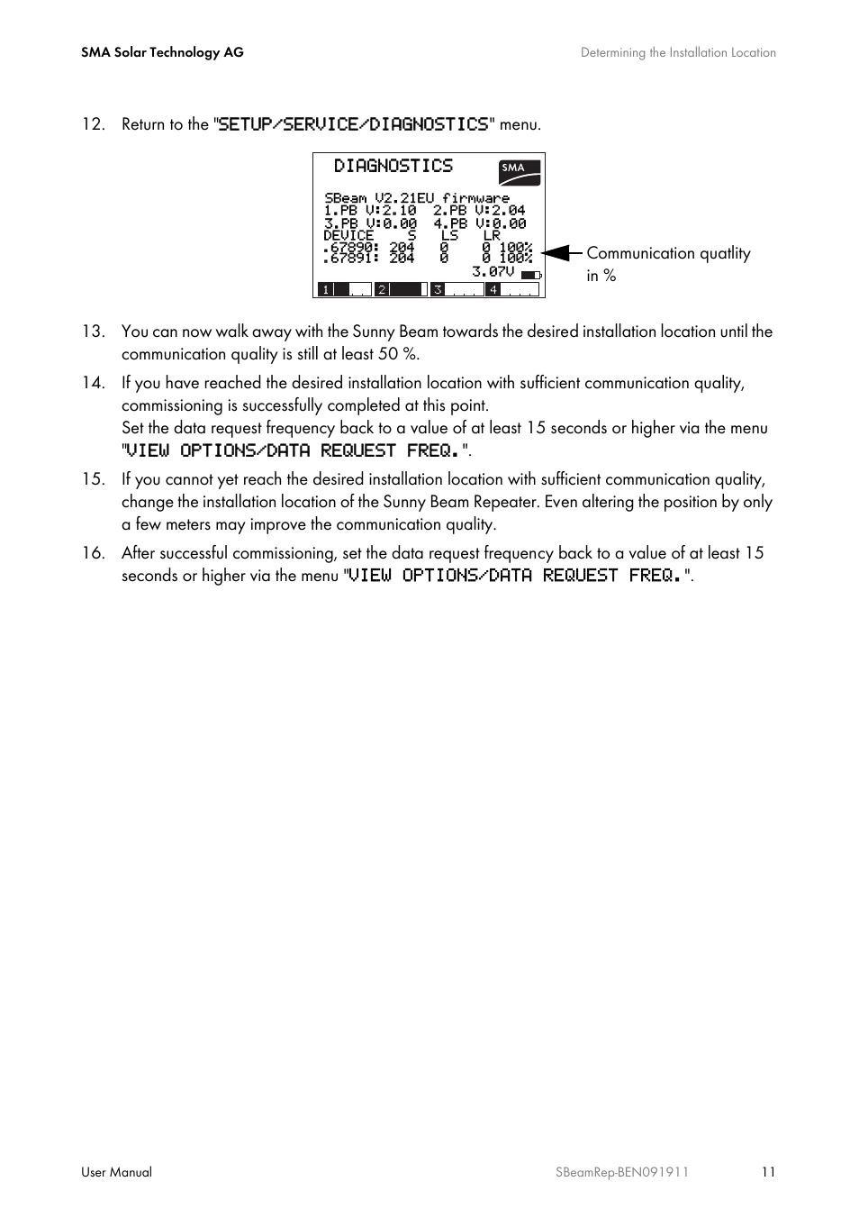 SMA BEAM REPEATER User Manual | Page 11 / 24