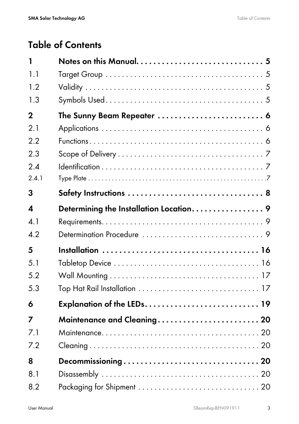 SMA BEAM REPEATER User Manual | Page 3 / 24