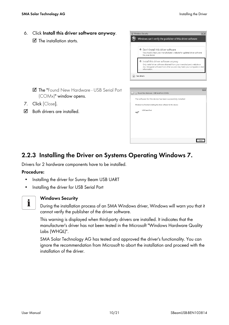 SMA BEAM USB Driver User Manual | Page 10 / 21