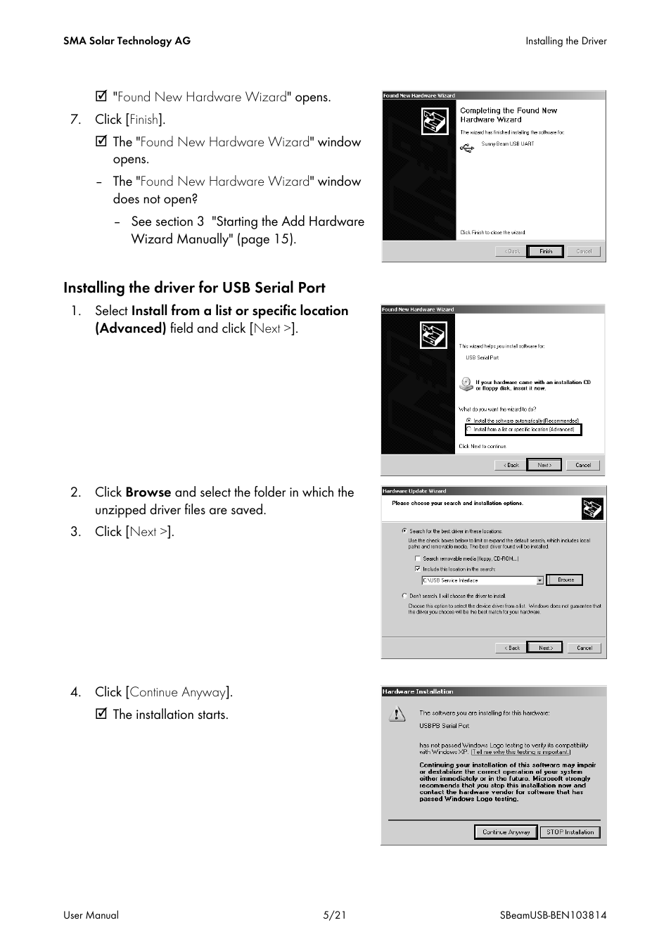 SMA BEAM USB Driver User Manual | Page 5 / 21