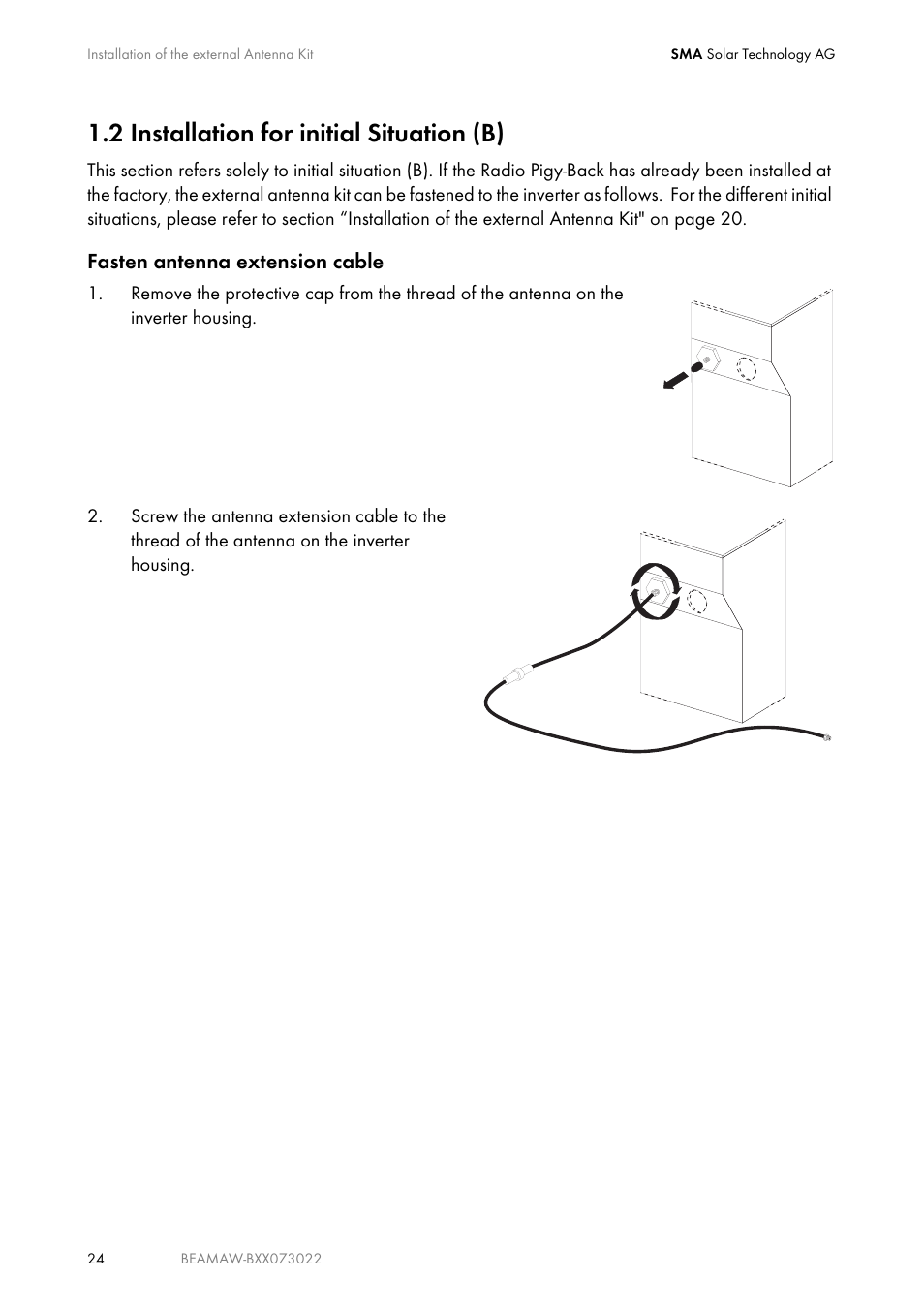 2 installation for initial situation (b), Installation for initial situation (b) | SMA BEAM-AW15 User Manual | Page 24 / 80