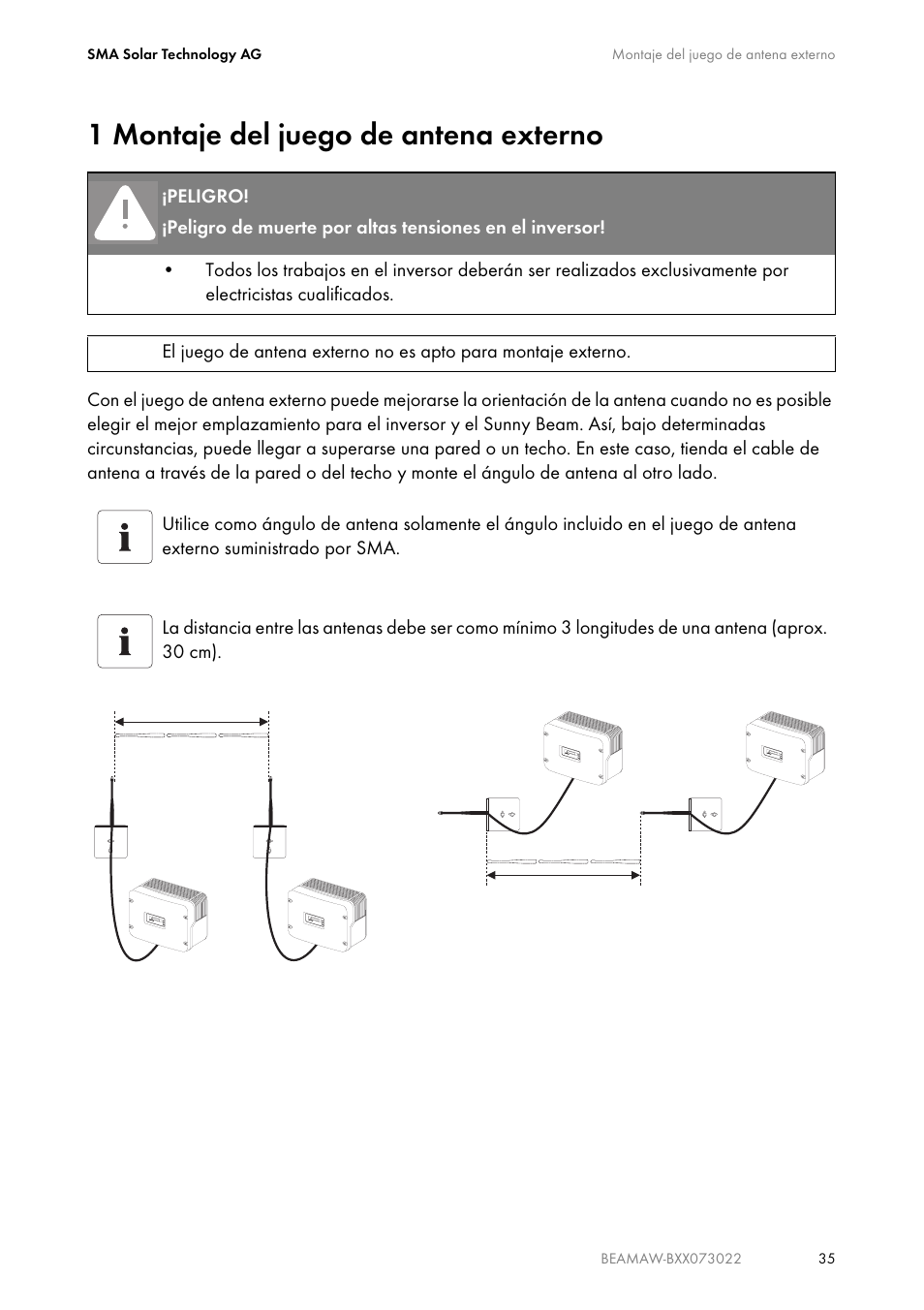 1 montaje del juego de antena externo, Montaje del juego de antena externo | SMA BEAM-AW15 User Manual | Page 35 / 80