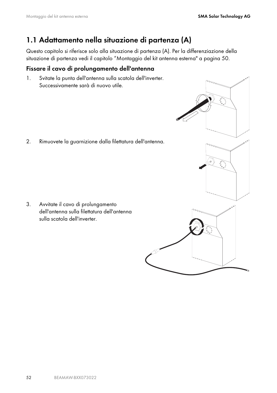1 adattamento nella situazione di partenza (a), Adattamento nella situazione di partenza (a) | SMA BEAM-AW15 User Manual | Page 52 / 80