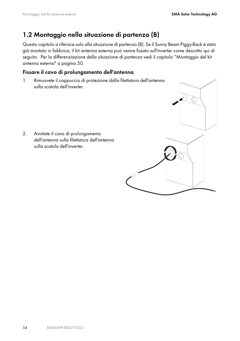 2 montaggio nella situazione di partenza (b), Montaggio nella situazione di partenza (b) | SMA BEAM-AW15 User Manual | Page 54 / 80