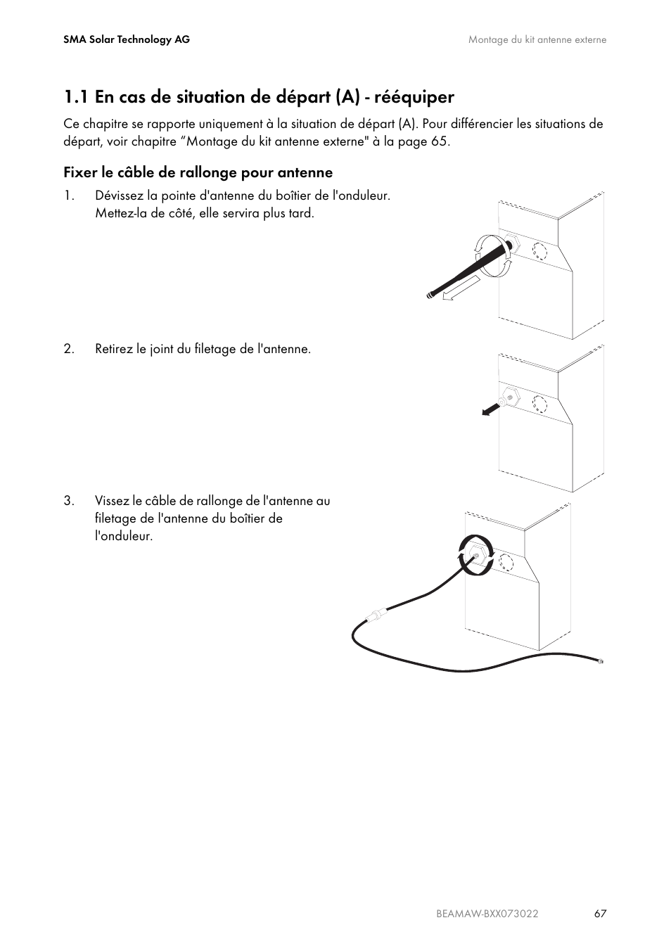 1 en cas de situation de départ (a) - rééquiper, En cas de situation de départ (a) - rééquiper | SMA BEAM-AW15 User Manual | Page 67 / 80