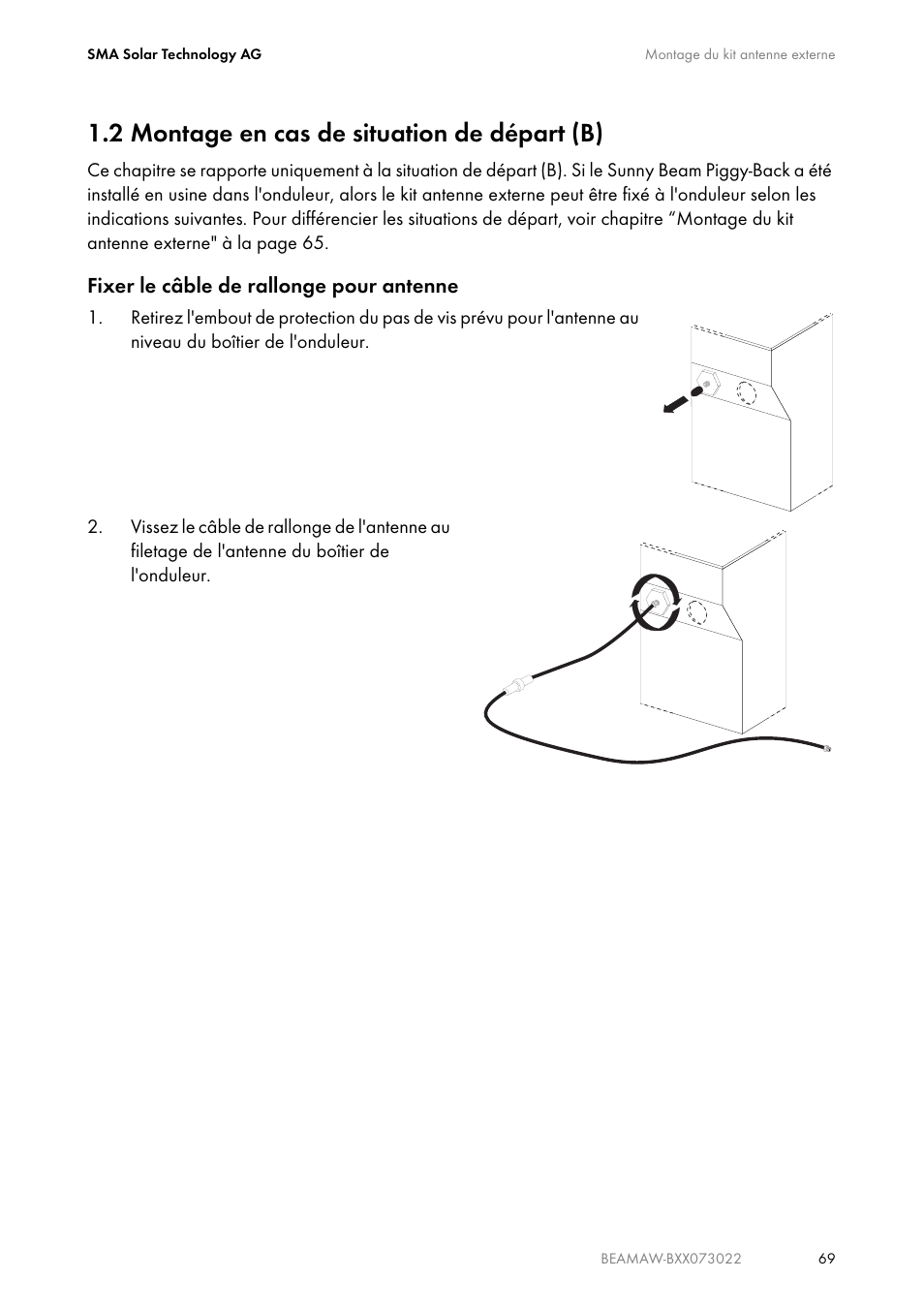 2 montage en cas de situation de départ (b), Montage en cas de situation de départ (b) | SMA BEAM-AW15 User Manual | Page 69 / 80