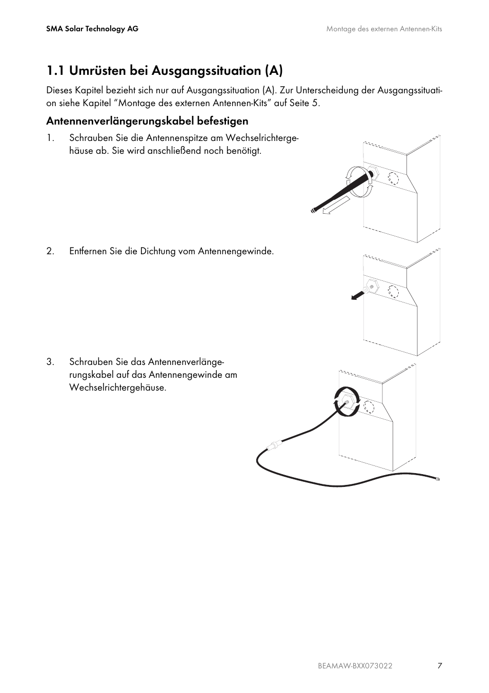 1 umrüsten bei ausgangssituation (a), Umrüsten bei ausgangssituation (a) | SMA BEAM-AW15 User Manual | Page 7 / 80