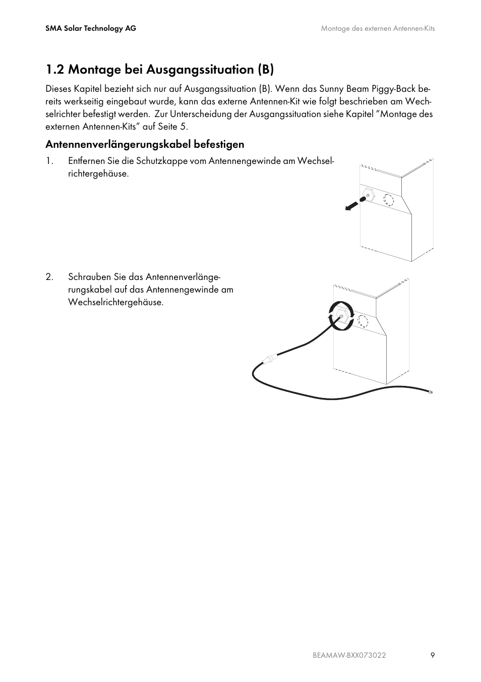 2 montage bei ausgangssituation (b), Montage bei ausgangssituation (b) | SMA BEAM-AW15 User Manual | Page 9 / 80
