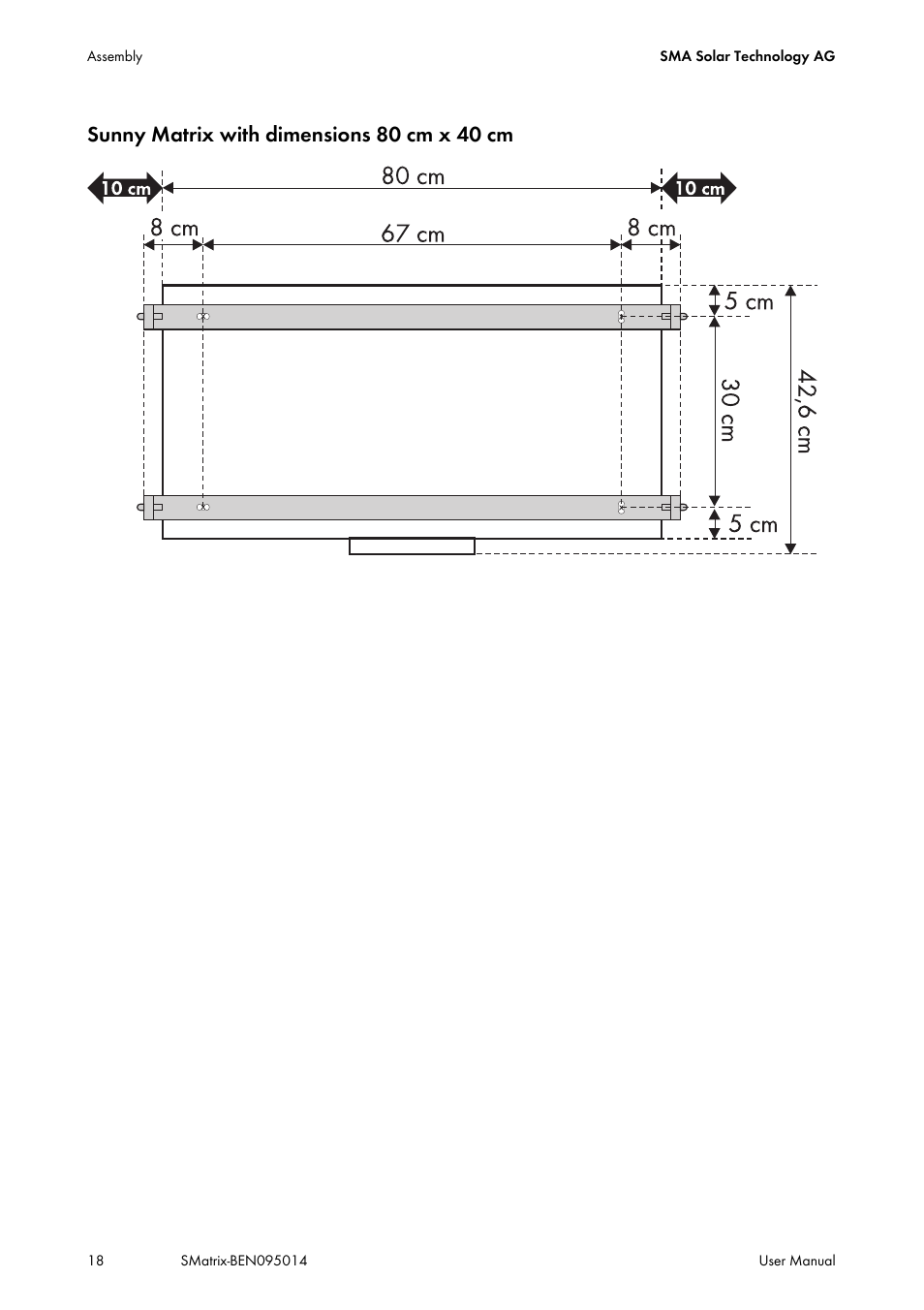 Sunny matrix with dimensions 80 cm x 40 cm | SMA MATRIX User Manual | Page 18 / 80