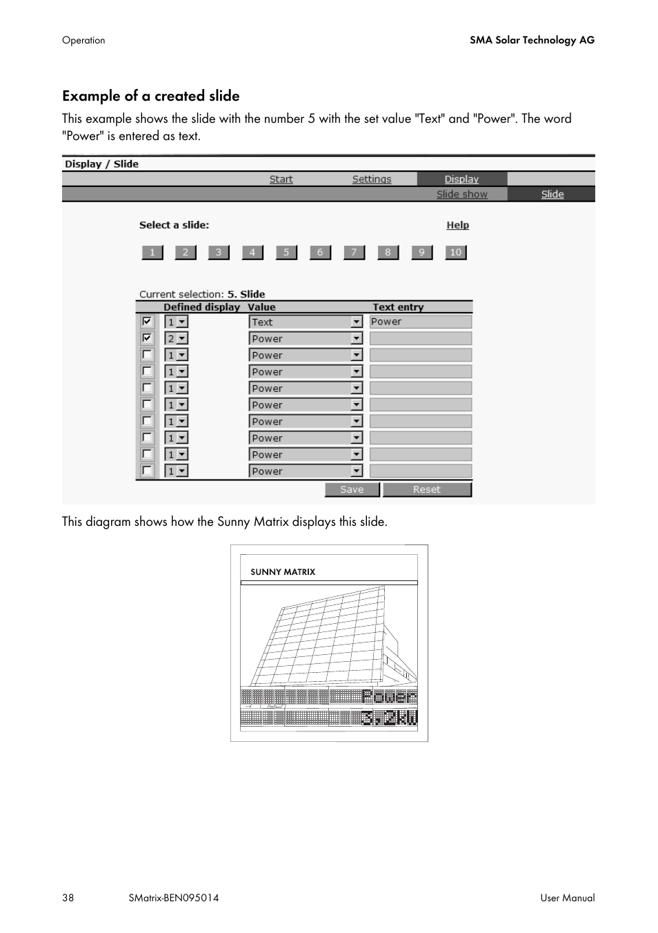 Example of a created slide | SMA MATRIX User Manual | Page 38 / 80