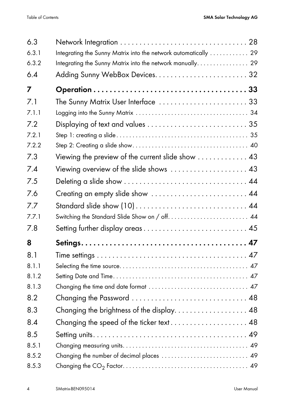 SMA MATRIX User Manual | Page 4 / 80