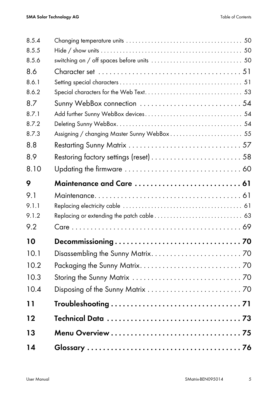 SMA MATRIX User Manual | Page 5 / 80