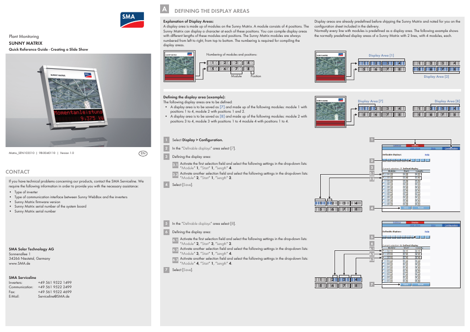 SMA MATRIX Quick Reference Guide User Manual | 2 pages
