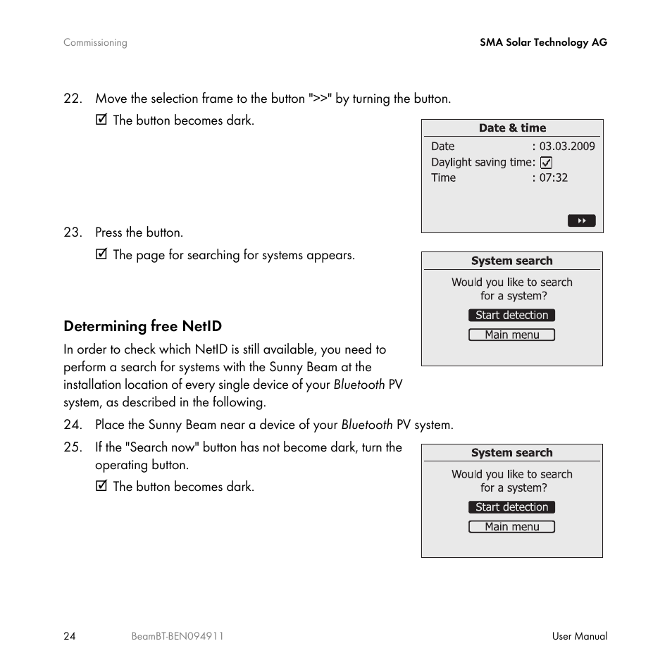 Determining free netid | SMA BEAM-BT-10 User Manual | Page 24 / 92