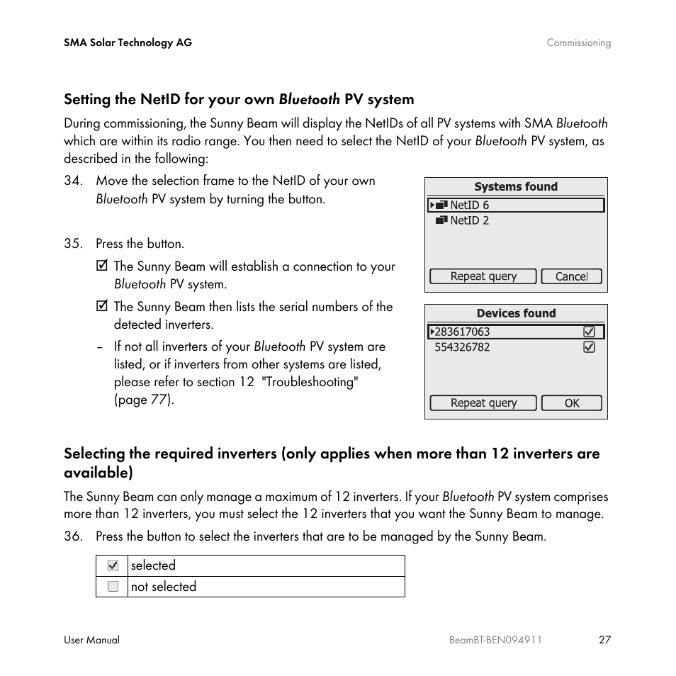 SMA BEAM-BT-10 User Manual | Page 27 / 92