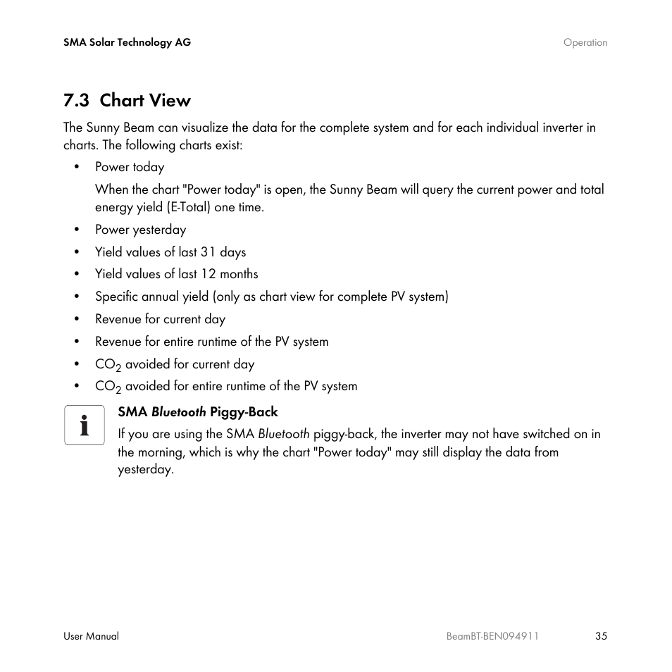 3 chart view, Chart view | SMA BEAM-BT-10 User Manual | Page 35 / 92