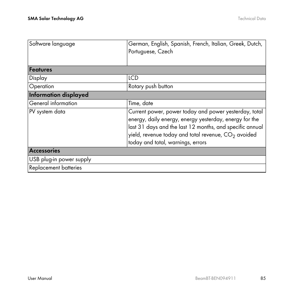 SMA BEAM-BT-10 User Manual | Page 85 / 92