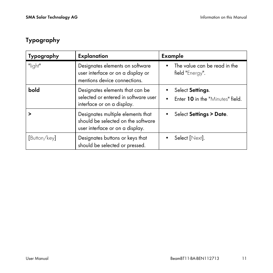 SMA BEAM-BT-11 User Manual | Page 11 / 92