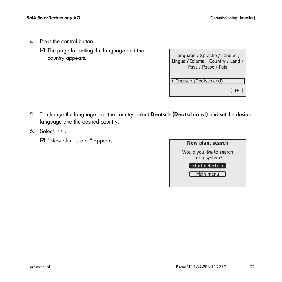 SMA BEAM-BT-11 User Manual | Page 21 / 92