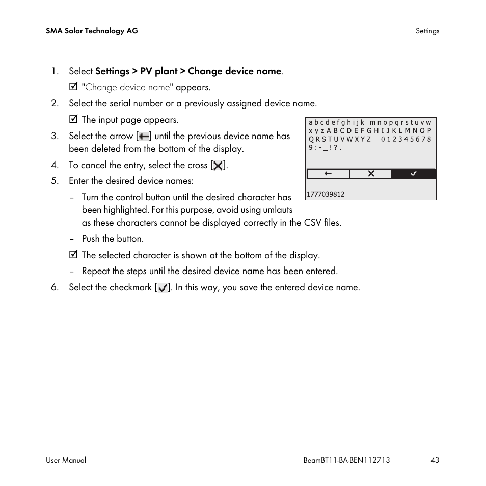 SMA BEAM-BT-11 User Manual | Page 43 / 92