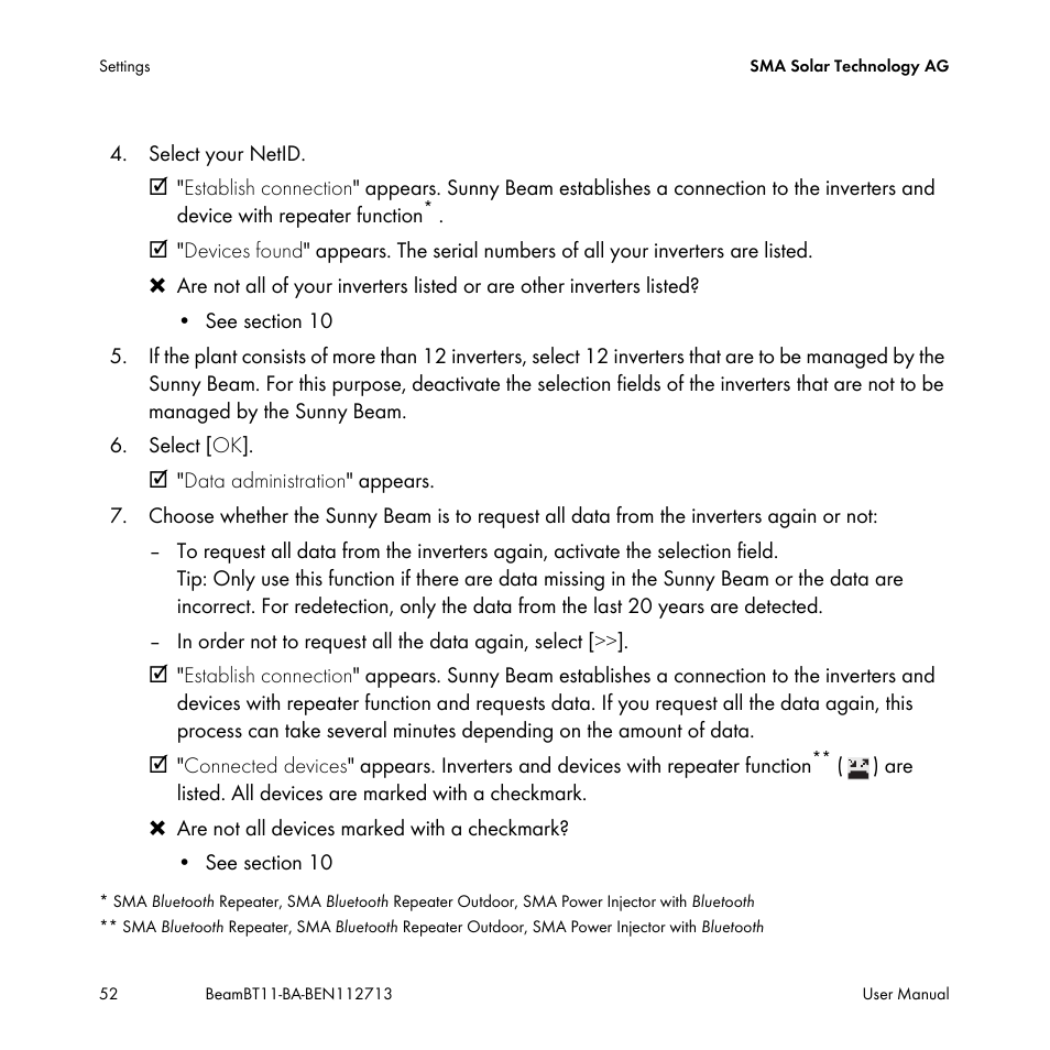 SMA BEAM-BT-11 User Manual | Page 52 / 92