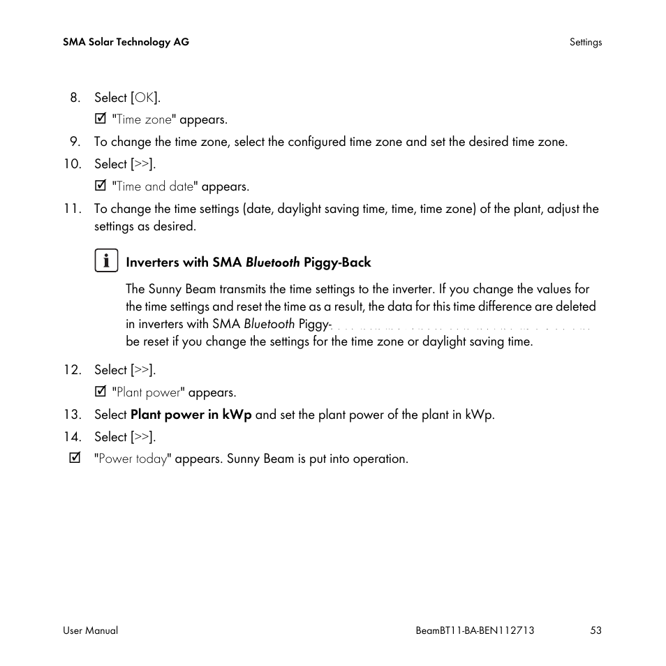 SMA BEAM-BT-11 User Manual | Page 53 / 92